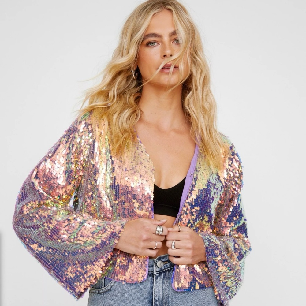Nasty Gal Iridescent Sequin Jacket